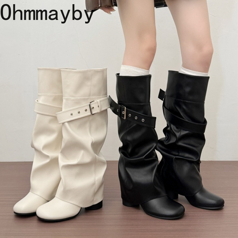 Designer Women Knee High Boots - Belt Buckle Blank recension och pris
