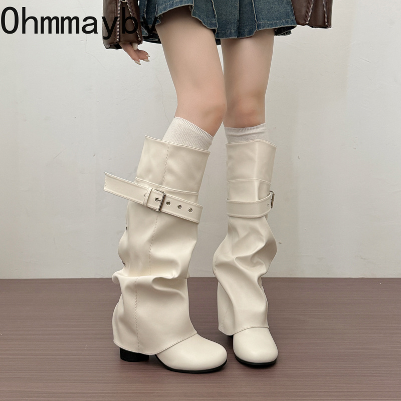 Designer Women Knee High Boots - Belt Buckle Blank recension och pris