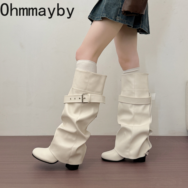 Designer Women Knee High Boots - Belt Buckle Blank recension och pris