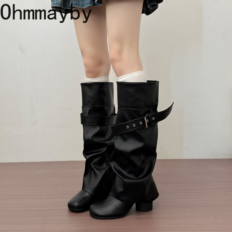 Designer Women Knee High Boots - Belt Buckle Blank recension och pris