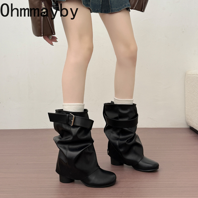 New Women Slouchy Mid Calf Lea - Belt Buckle Blank recension och pris